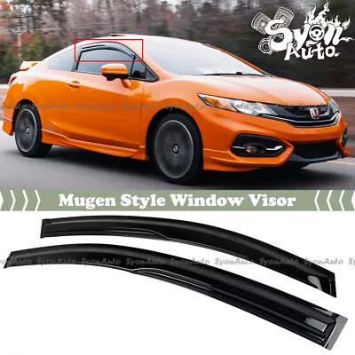 Fits 2012-15 Honda Civic 2dr Coupe Mugen Style Window Visor Rain Guard Deflector • $30.99