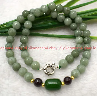 £7.80 • Buy 8mm Genuine Natural Green Jade Jadeite Round Gemstone Beads Necklace 16-26 