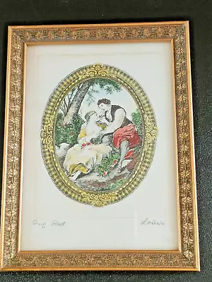 Radierung Framed Signed West Germany VICTORIAN COUPLE • $48