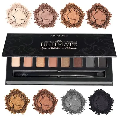 CLASSIC EYE SHADOW PALETTE & BRUSH Mirror Neutral Shades Shimmery Brown Makeup • £3.91