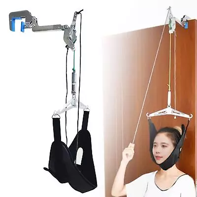 Cervical Traction Device Over Door Overhead Stretcher Portable Neck Headwear • £21.89