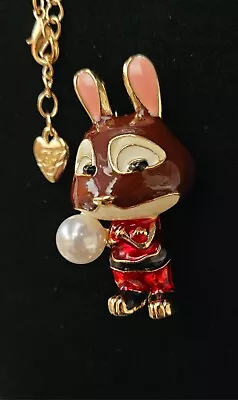 Michael Jordan Chocolate Easter Bunny Betsey Johnson Necklace Pendant BROOCH • $12.99