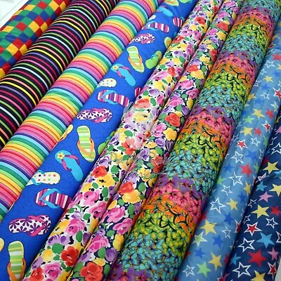 Multi Colour Fabrics 100% Cotton Random Stripes Florals Sewing | By Half Metre • £4.75