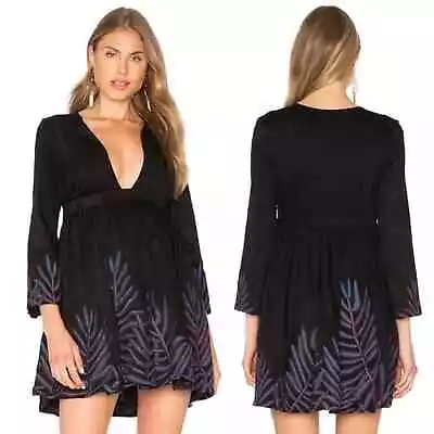 MARA HOFFMAN Leaf Embroidery Mini Dress In Black Multi 2 • $45