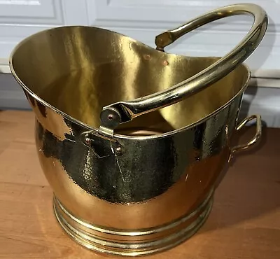 Vintage Brass Coal Scuttle Bucket Planter 10 X12 X10  Peerage England Hammered • $35