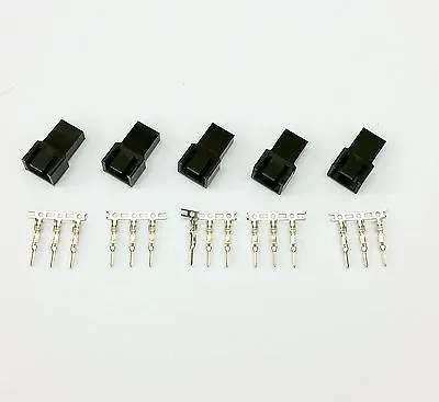Pk Of 5 - Male 3 Pin Fan Power Connector - Black Inc Pins • $3.71