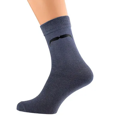 Ash Grey Socks With Black Moustache Size 5-12 X6N011 • $6.30