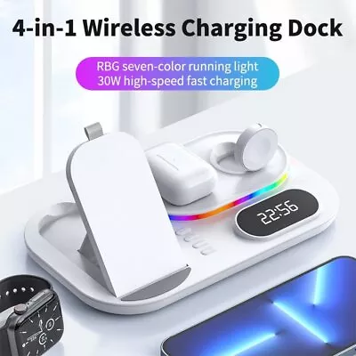 4 In 1 Wireless Charger Stand For IPhone Apple Watch AirPods Pro Samsung S21 ... • $65.99