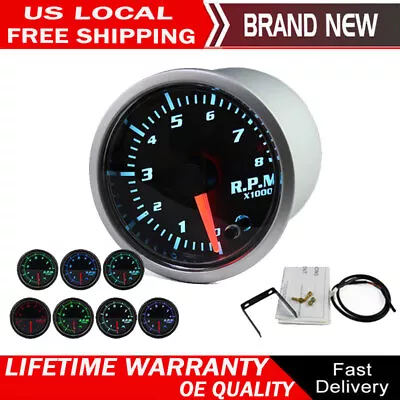 2'' 52mm Tacho Gauge Meter Tachometer 0-8000 RPM LED For 1-10 Cylinder Engine • $22.46