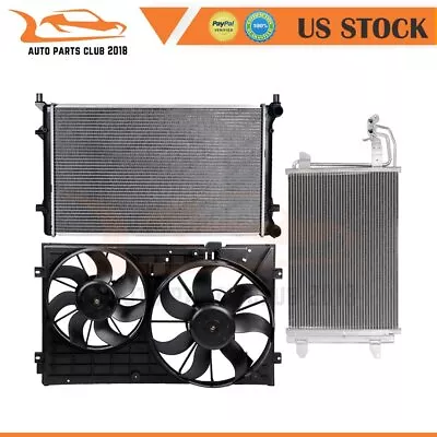 Radiator Condenser Cooling Fan Kit Fit For 2006 2007 2008 2009 Volkswagen Rabbit • $180.65