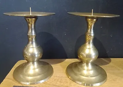 Vintage Brass Pillar Candlesticks Spiked • £14.99