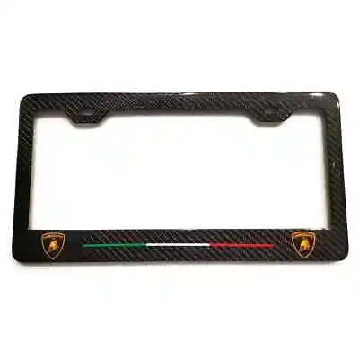Lamborghini Logos Only With Italy Stripe 2x2 Carbon Fiber License Plate Frame  • $39.95