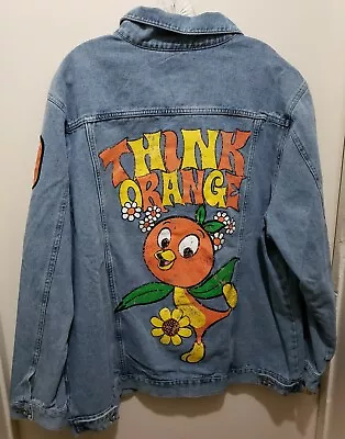 $100 • Buy Disney Jacket Mens XL Blue Vault Collection 50th AV Orange Bird Jean Denim NWT