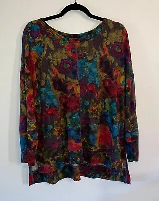 Habitat Clothes To Live In Colorful Pullover Soft Artsy Top Abstract Large  L • $21.99