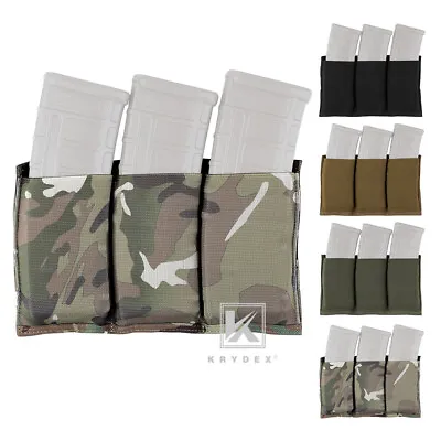 KRYDEX Tactical Triple 5.56 Magazine Mag Pouch Elastic Open Top MOLLE Webbing • $14.95