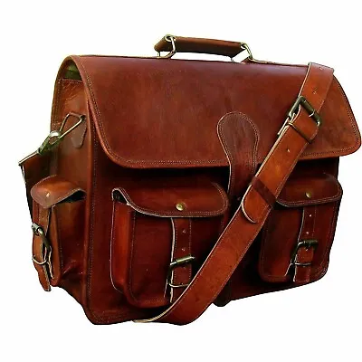 TLF  LARGE Men's Briefcase Real Vintage Leather Messenger Satchel Laptop Bag • $64