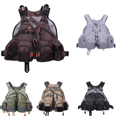 Fishing Vest Backpack For Fly Fishing General Size Mesh Adjustable Mutil-Pocket • $34.19