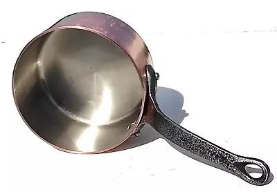 Vintage 5.7inch French Copper Saucepan Made In France Inox Lining 2mm 2.6lbs • $214.81