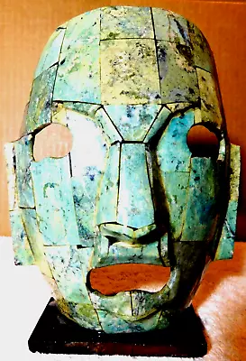 Mask~Mexican Folk Art Decor Agate Abalone Mosaic Burial Base 7 1/2  (H) Inlay • $35