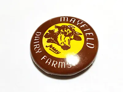 Vintage Mayfield Dairy Farms Cow Logo Tin Tinnie Pin Pinback Button Badge • $5.99
