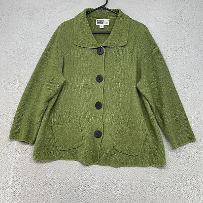Habitat Jacket Womens XL Textured Knit Lagenlook Green Pockets Cotton Blend • $38.95