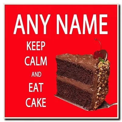 Keep Calm And Eat Cake Personalised Drinks Mat Coaster • £6.95
