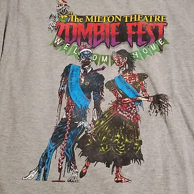 Vintage Long Sleeve T-shirt Milton Theater Delaware Zombie Fest XL PORT & Co • $0.99