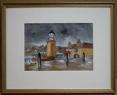 Portpatrick Harbour Lighthouse Watercolour By Listed Artist Barbara M Webb C1985 • £95