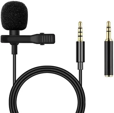 Clip-on Lapel Mini Lavalier Mic Microphone 3.5mm Adapter For Phone PC Recording • £3.59