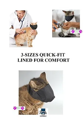 CAT GROOMING TRAINING Quick Easy-Fit Comfort MUZZLE CATS BLACK *You PIck*3 SIZES • $9.99