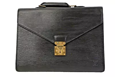 Vintage LOUIS VUITTON Black Epi Leather Briefcase Ambassador Bag • $499.99