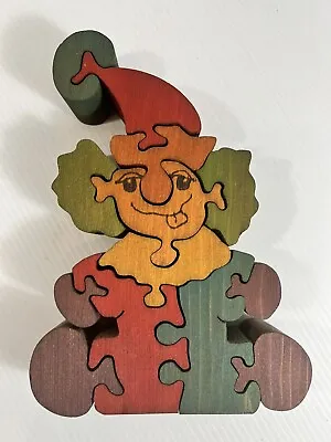 Clown Puzzle - Vintage 2 Sided Wooden Puzzle - Excellent Condition - Rare • $32