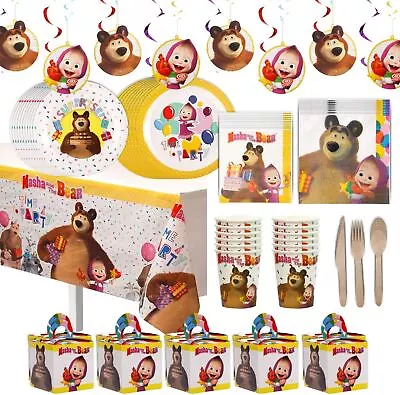 Masha And The Bear Party In A Box Cartoon Birthday Favor Boxes Decor Mighty Mojo • $29.99