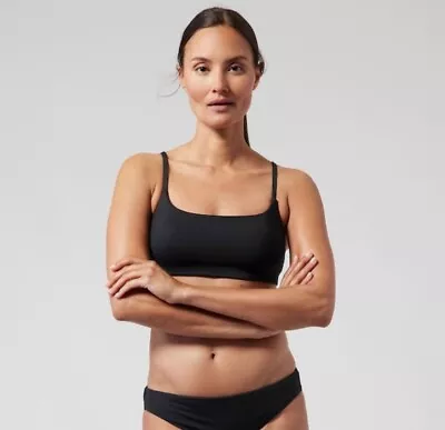 ATHLETA S Scoop Bikini Top A-C Black SMALL Active Sports Swim Bathing Suit NWT • $20.98