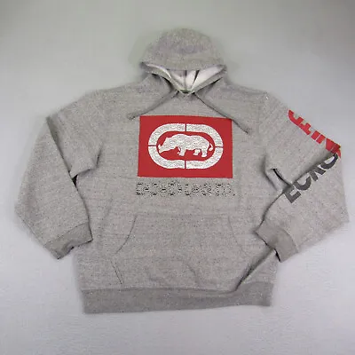 Ecko Unltd Hoodie Mens Medium Gray Red Pullover Sweater Sweatshirt Rhino Y2K • $27.98