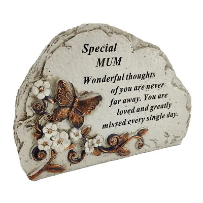 Special Mum Flower & Butterfly Memorial Graveside Stone Shaped Plaque Ornament • £15.99