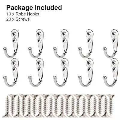 10/20 Hanging Metal Single Hook Clothes Hat Coat Robe Wall Door Hangers Hooks US • $6.96