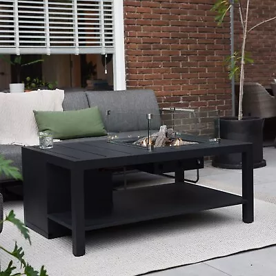 Fire Pit Coffee Table Large Garden Black Outdoor Heater Tabletop Fireplace Stove • £742.45