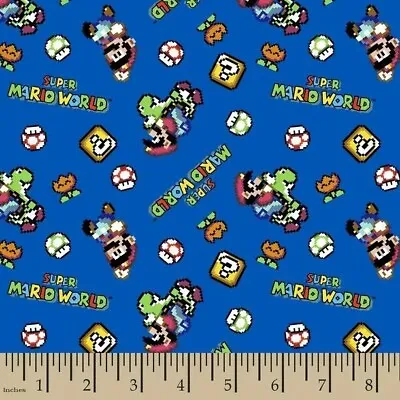 Super Mario World Nintendo Retro Toss Fat Quarter Precut 18 X 22-in Blue Cotton • $10.97