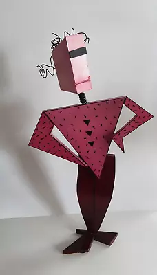 Hollis Fingold Memphis Design Gal With Attitude Pink Kinetic Postmodern Figure • $240