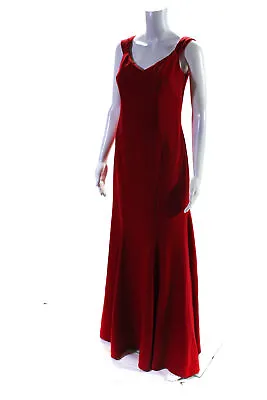 Nicole Miller Womens Red Crepe Off Shoulder Gown Size 8 12382644 • $77.01