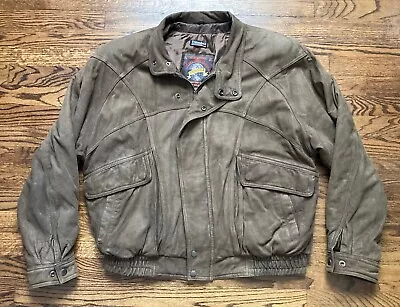 VTG Wilsons Adventure Bound Bomber Jacket Brown Leather Mens XL Thinsulate Liner • $54.95