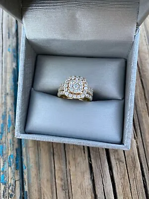 $1215 • Buy Zales 14 K Gold 1.5 Carat Diamond Women’s Wedding Ring Three Piece Bridal Set 