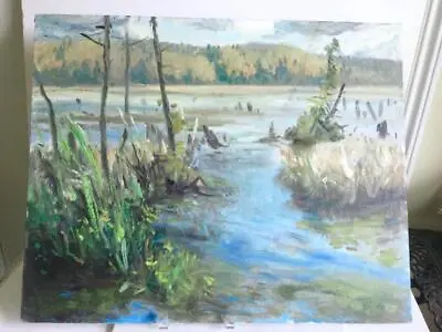 WILLIAM A. DRAKE (1891-1979) CANADA  16x20 SALT MARSH LANDSCAPE PAINTING OIL • $99.95