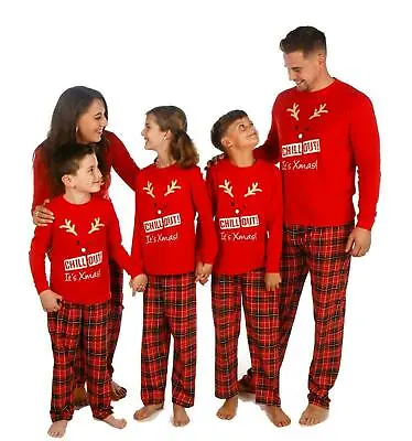 £9.95 • Buy Family Matching Christmas Pyjamas Mum Dad Teens Kids 'Chill Out Its Xmas'
