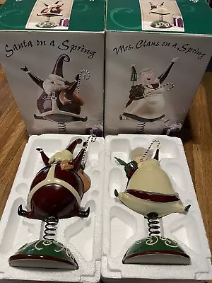 12  Christmas Figurine Santa & Mrs. Claus On A Spring Candy Cane Holiday Decor • $30