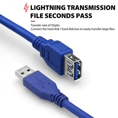 $6.64 • Buy Premium 1m 2m 3m 10m USB 3.0 A Male To Female Extension Cable Cord UL Listed