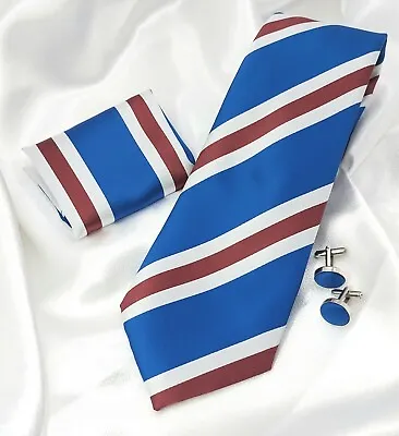 UNION JACK STRIPED Silk Tie Set Necktie Cufflinks Cravat Etc  • £24.99