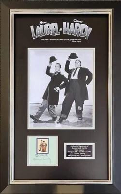 STAN LAUREL And OLIVER HARDY  SIGNED /  VIGNETTE STICKER MONTAGE  AFTAL • £995