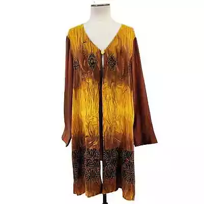 Diane Gilman 100% Silk Kimono Jacket Womens 2X Disco Sequin Art To Wear Colorful • £46.21